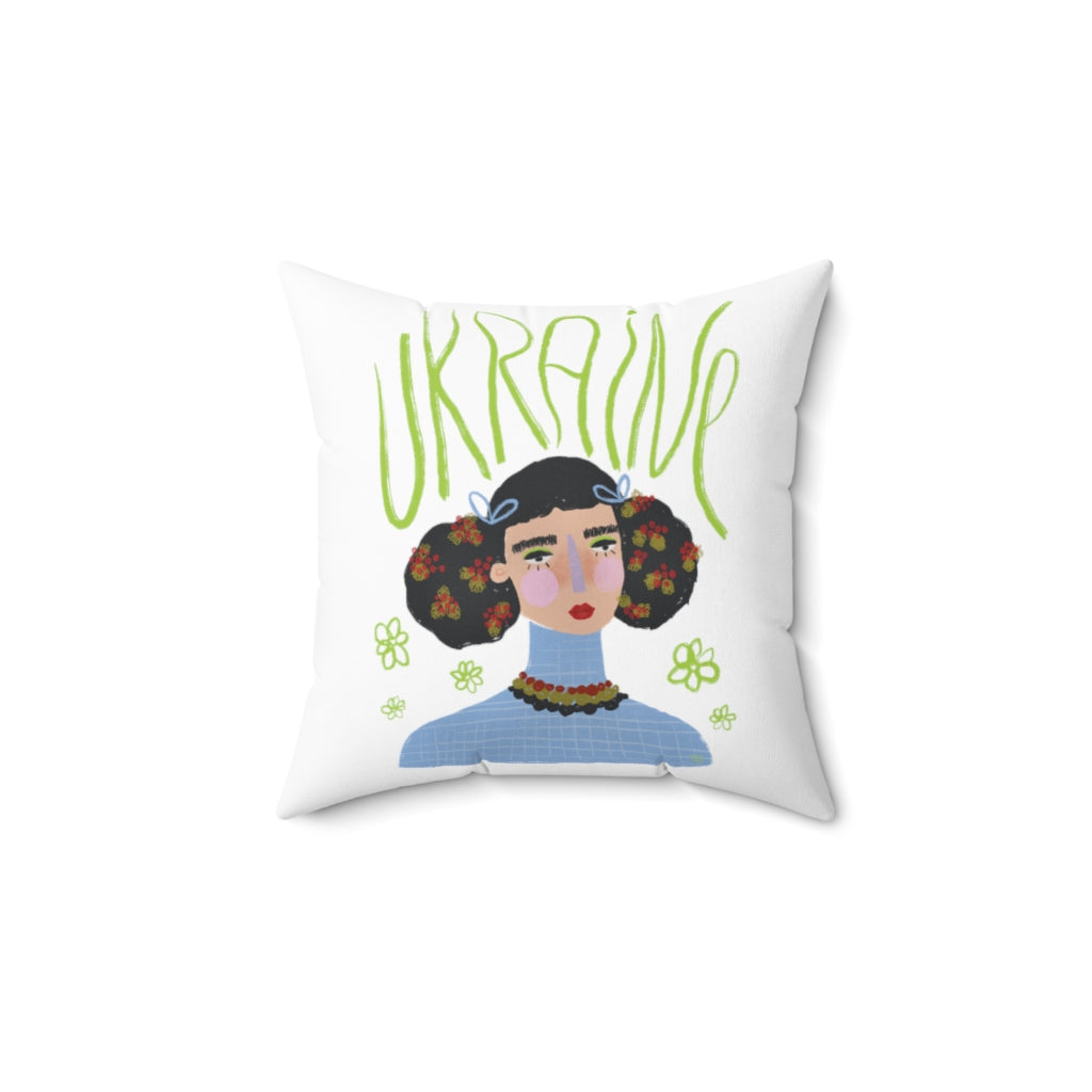 "Ukrainian Girl" Faux Suede Square Pillow Case