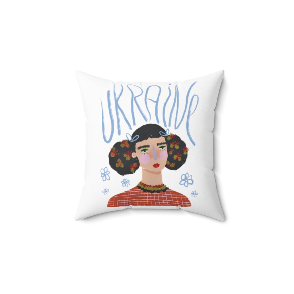 "Ukrainian Girl" Faux Suede Square Pillow Case