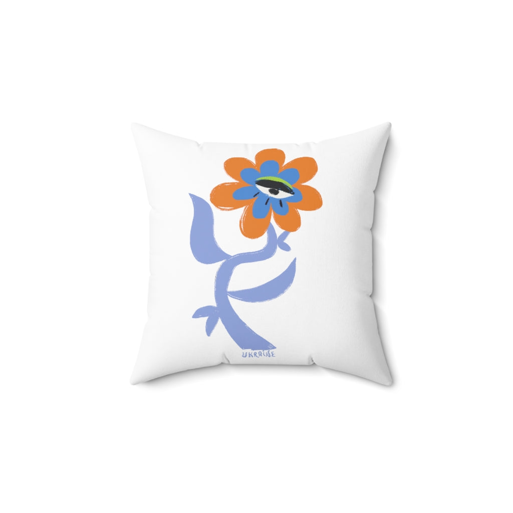 "Watchful Flower" Faux Suede Square Pillow Case