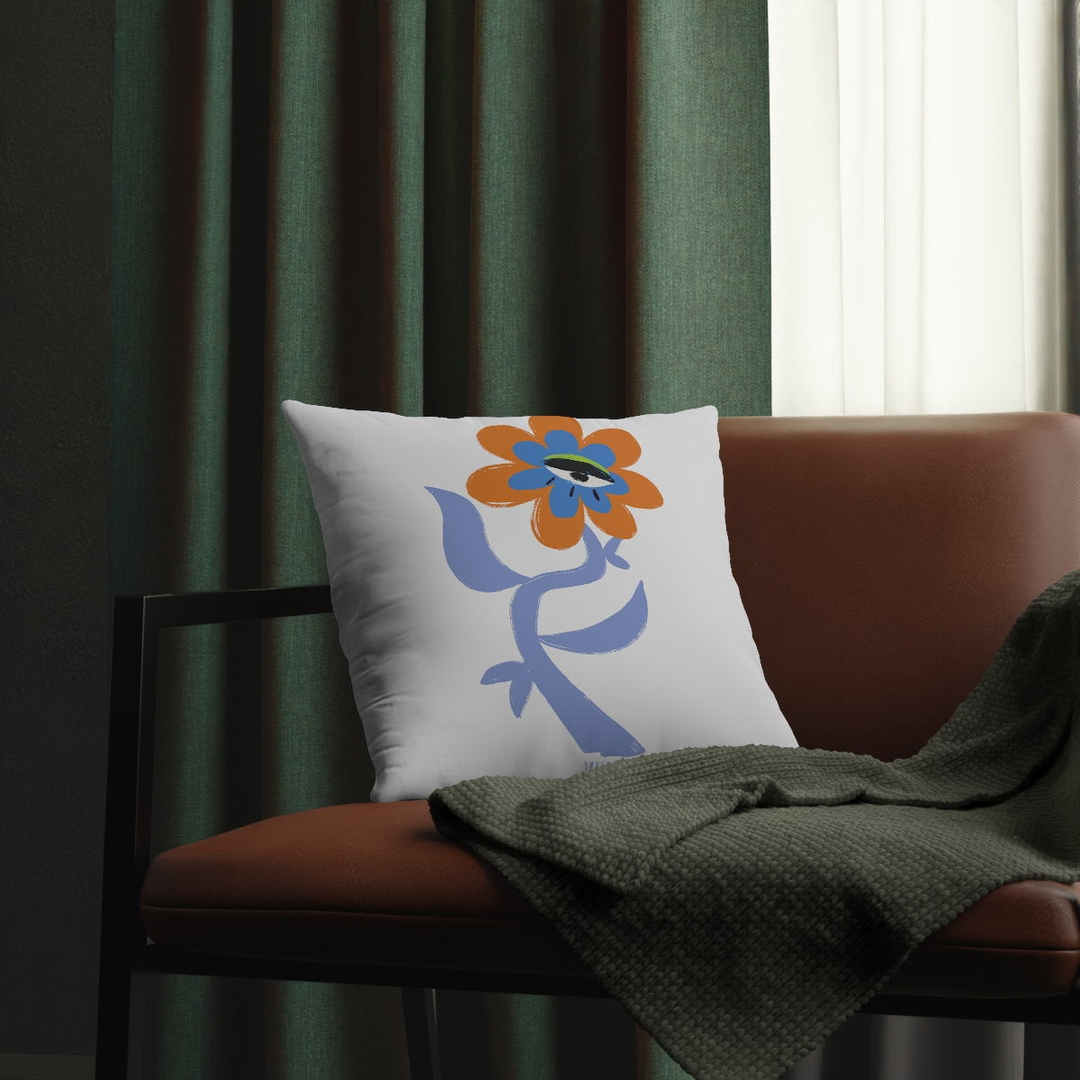 "Watchful Flower" Faux Suede Square Pillow Case