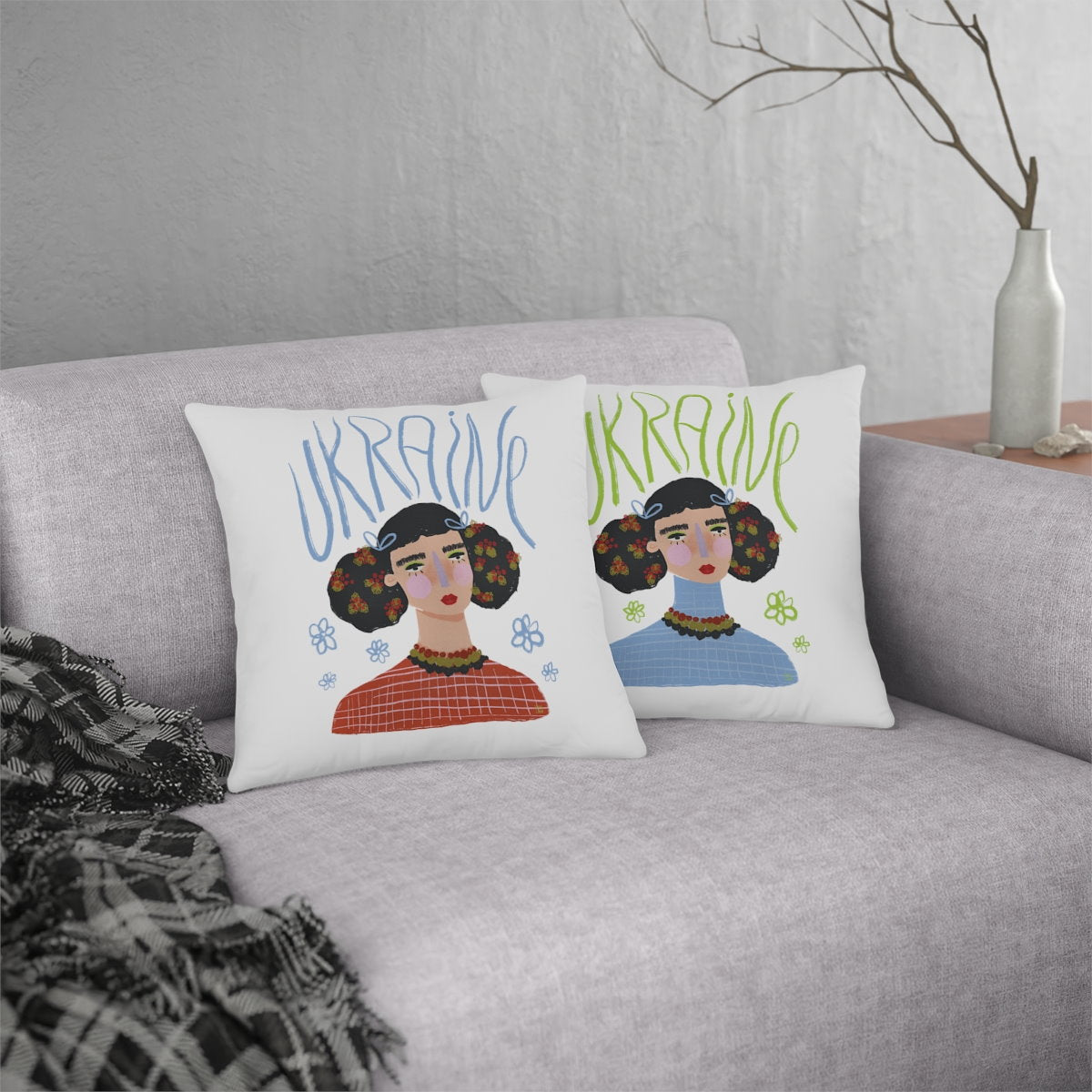 "Ukrainian Girl" Faux Suede Square Pillow Case