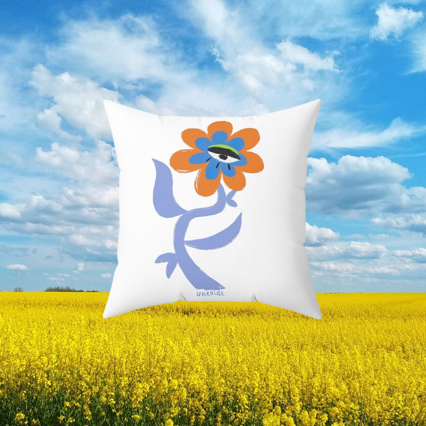 "Watchful Flower" Faux Suede Square Pillow Case