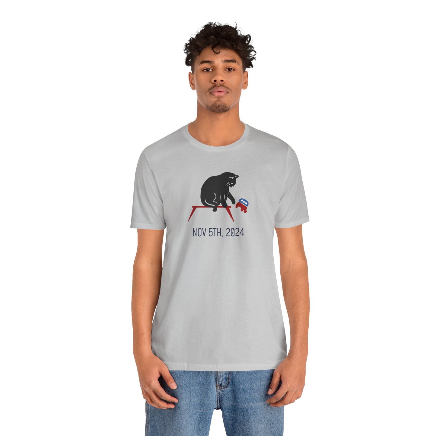 Cat Knocks Elephant Jersey Tee