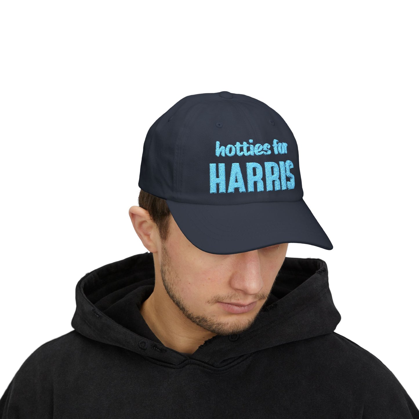 Hotties for Harris Embroidered Cap (light blue text)