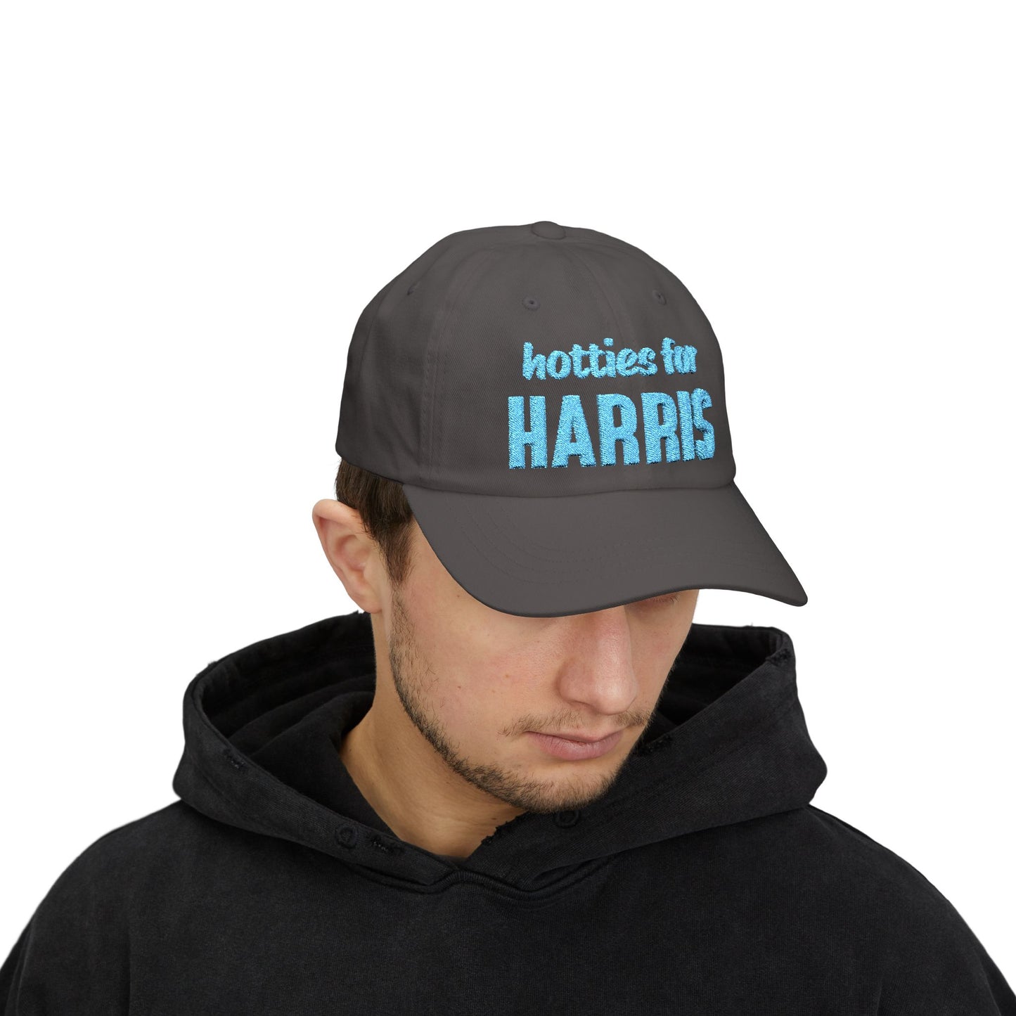 Hotties for Harris Embroidered Cap (light blue text)