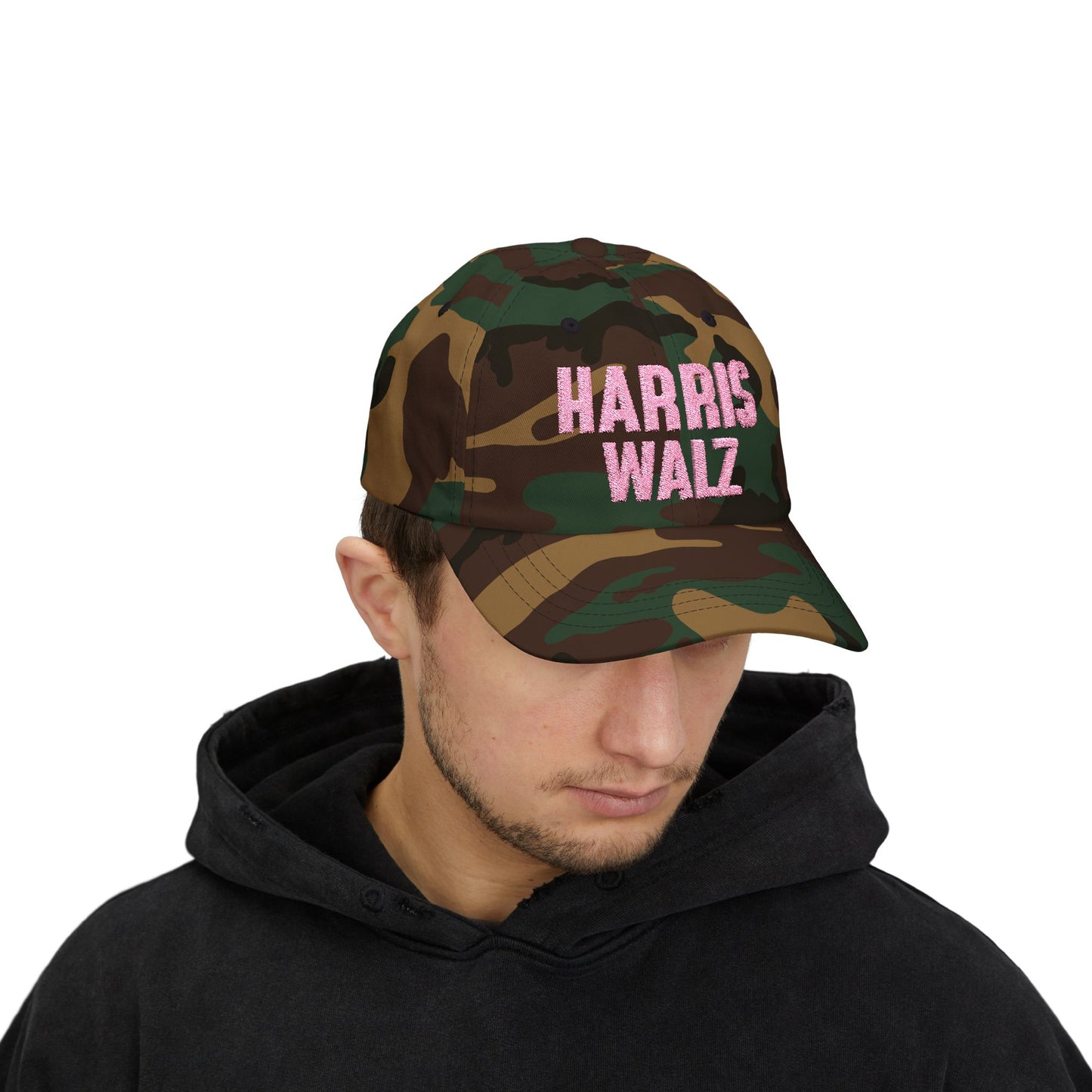 Harris-Walz Embroidered Cap (pink text)