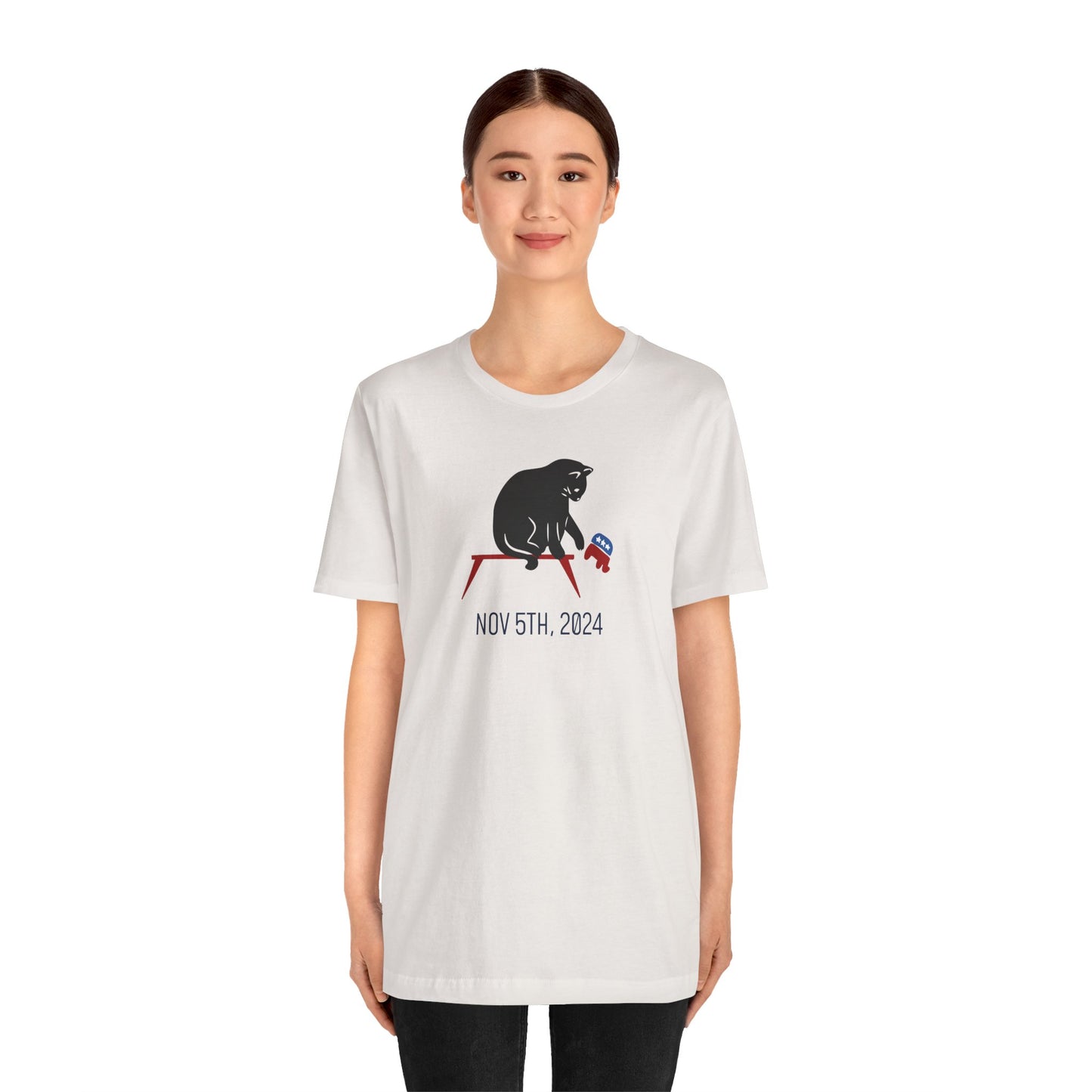 Cat Knocks Elephant Jersey Tee