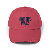 Harris-Walz Distressed Cap (navy text)