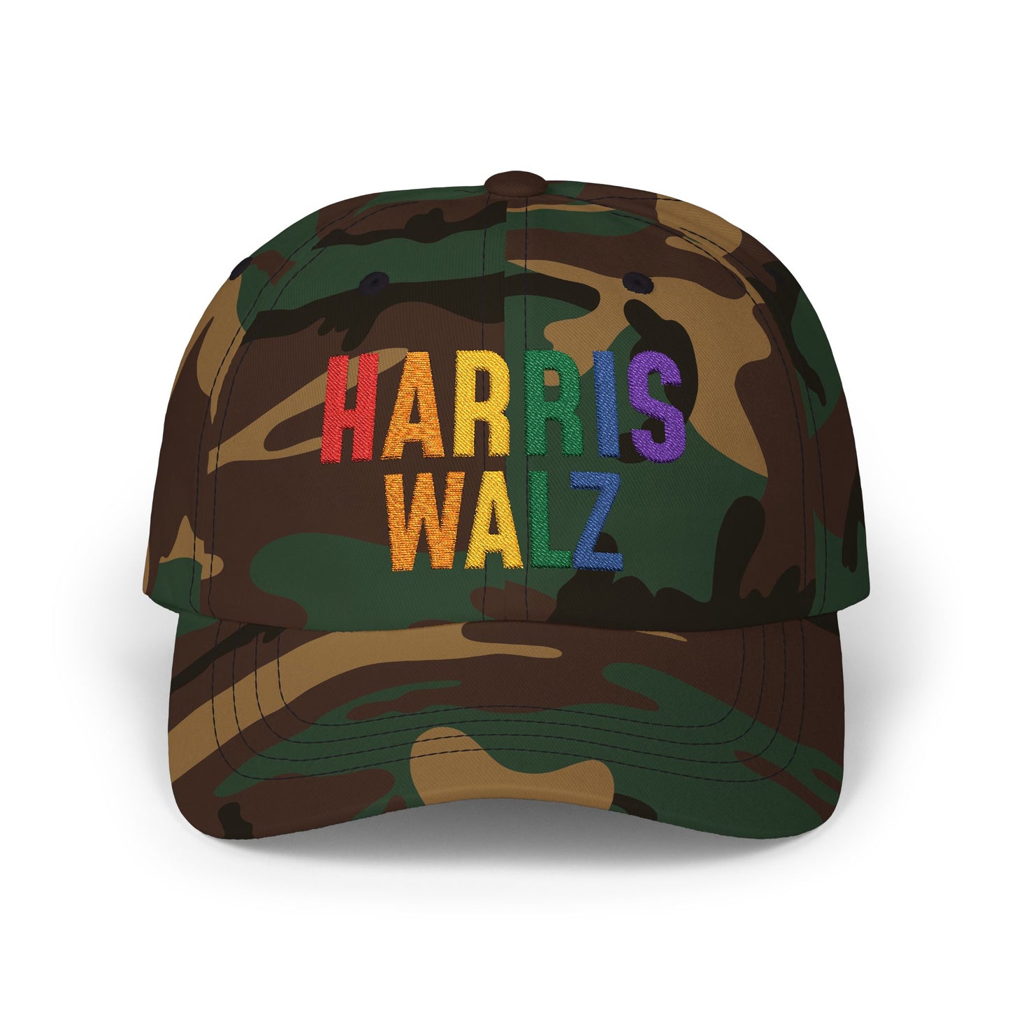 Harris-Walz Embroidered Cap (rainbow text)