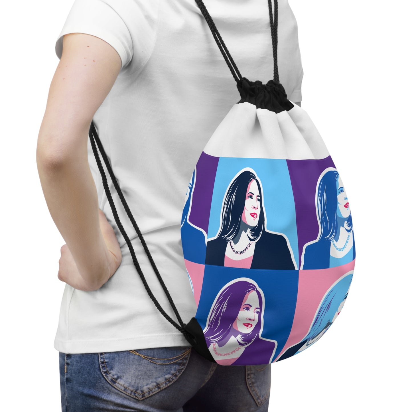 Pop Art Kamala Drawstring Bag