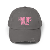 Harris-Walz Distressed Cap (pink text)