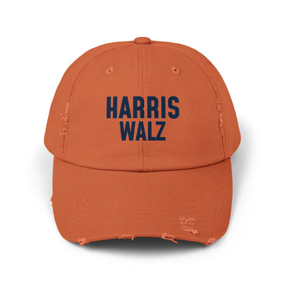 Harris-Walz Distressed Cap (navy text)