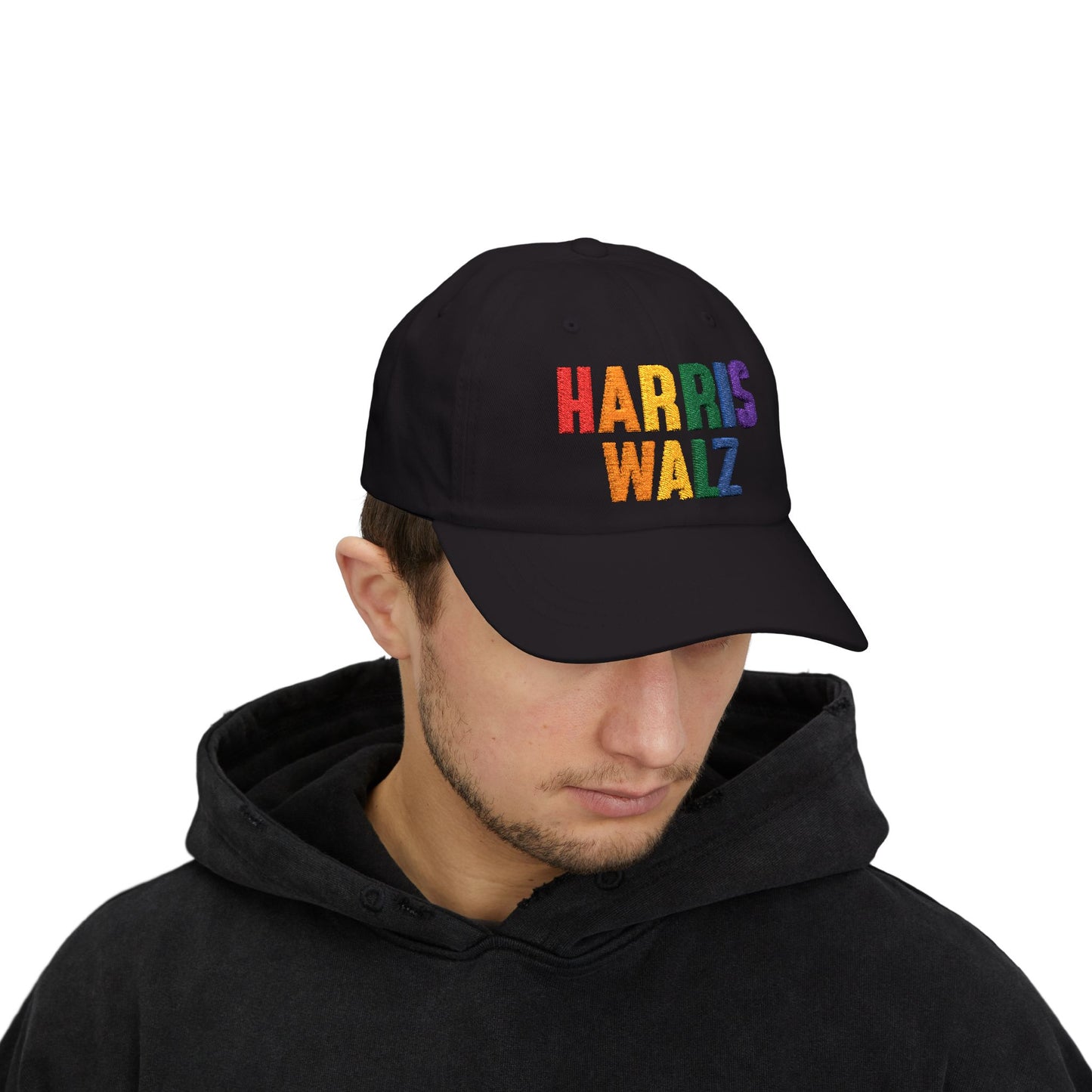 Harris-Walz Embroidered Cap (rainbow text)