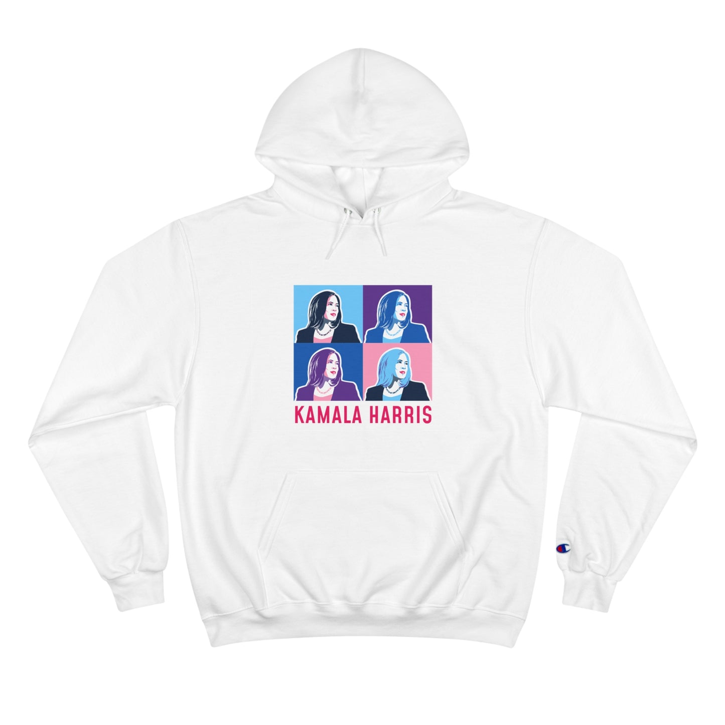 Pop Art Kamala Champion Hoodie (pink text)