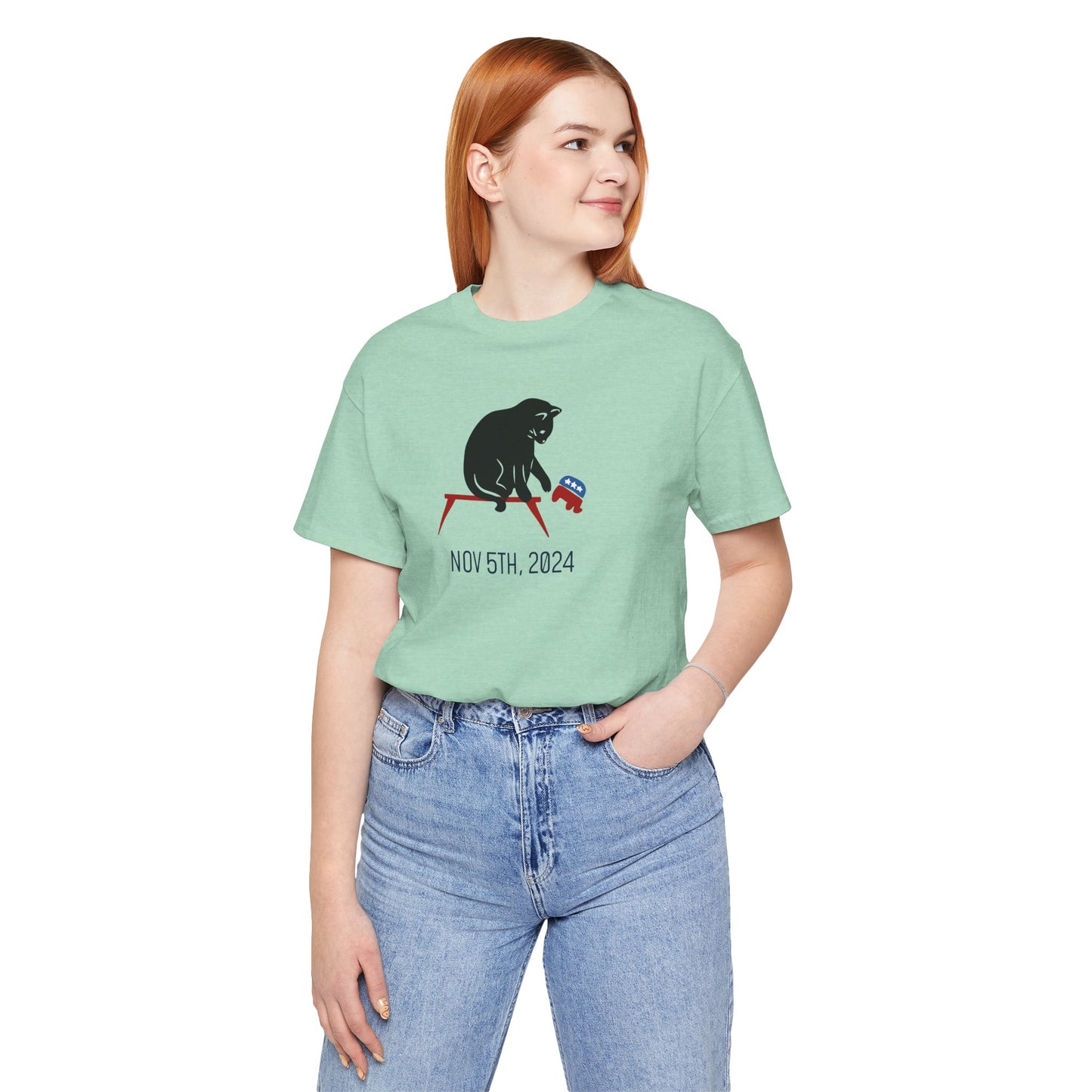 Cat Knocks Elephant Jersey Tee