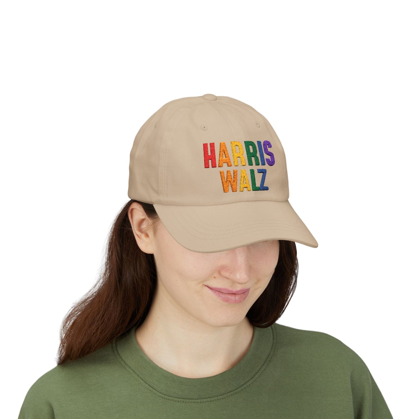 Harris-Walz Embroidered Cap (rainbow text)