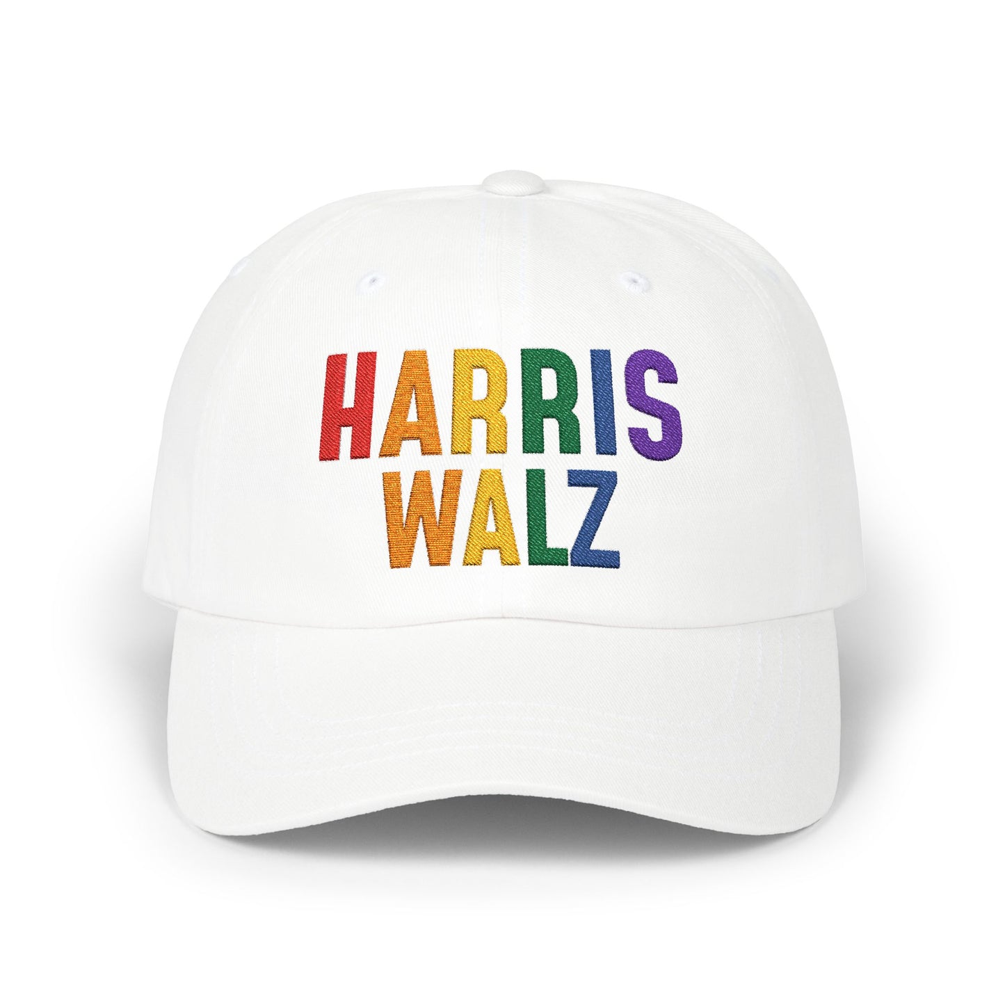 Harris-Walz Embroidered Cap (rainbow text)