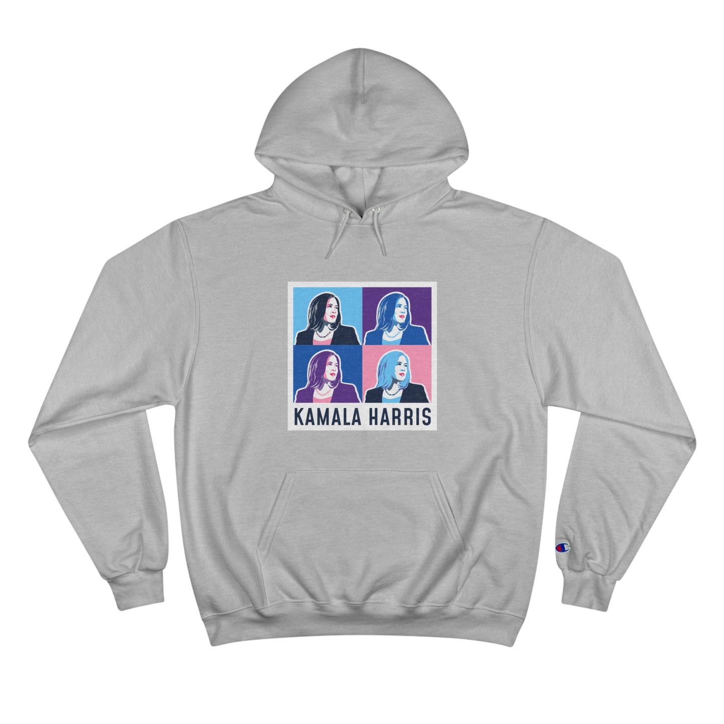 Pop Art Kamala Champion Hoodie (navy text)