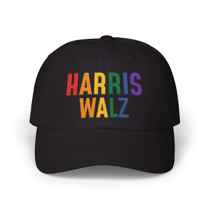 Harris-Walz Embroidered Cap (rainbow text)