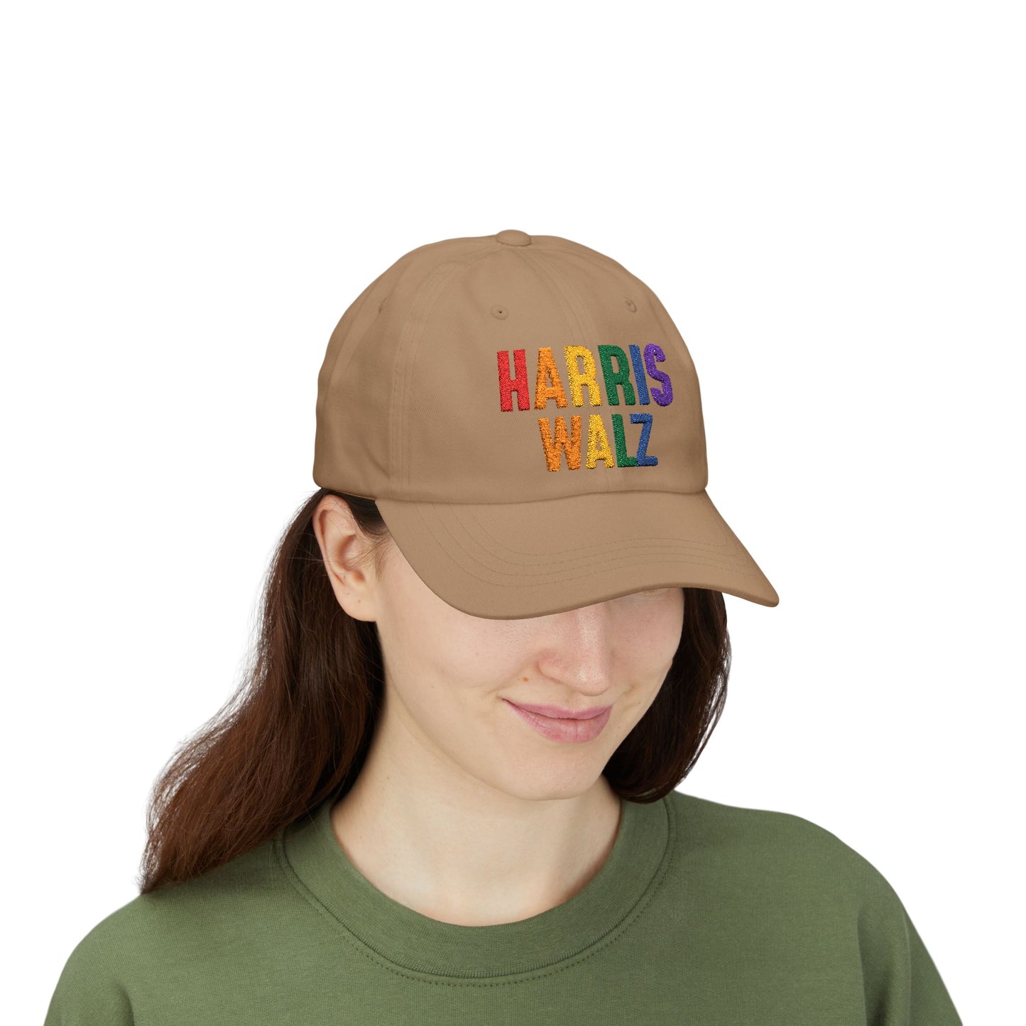 Harris-Walz Embroidered Cap (rainbow text)