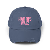 Harris-Walz Distressed Cap (pink text)