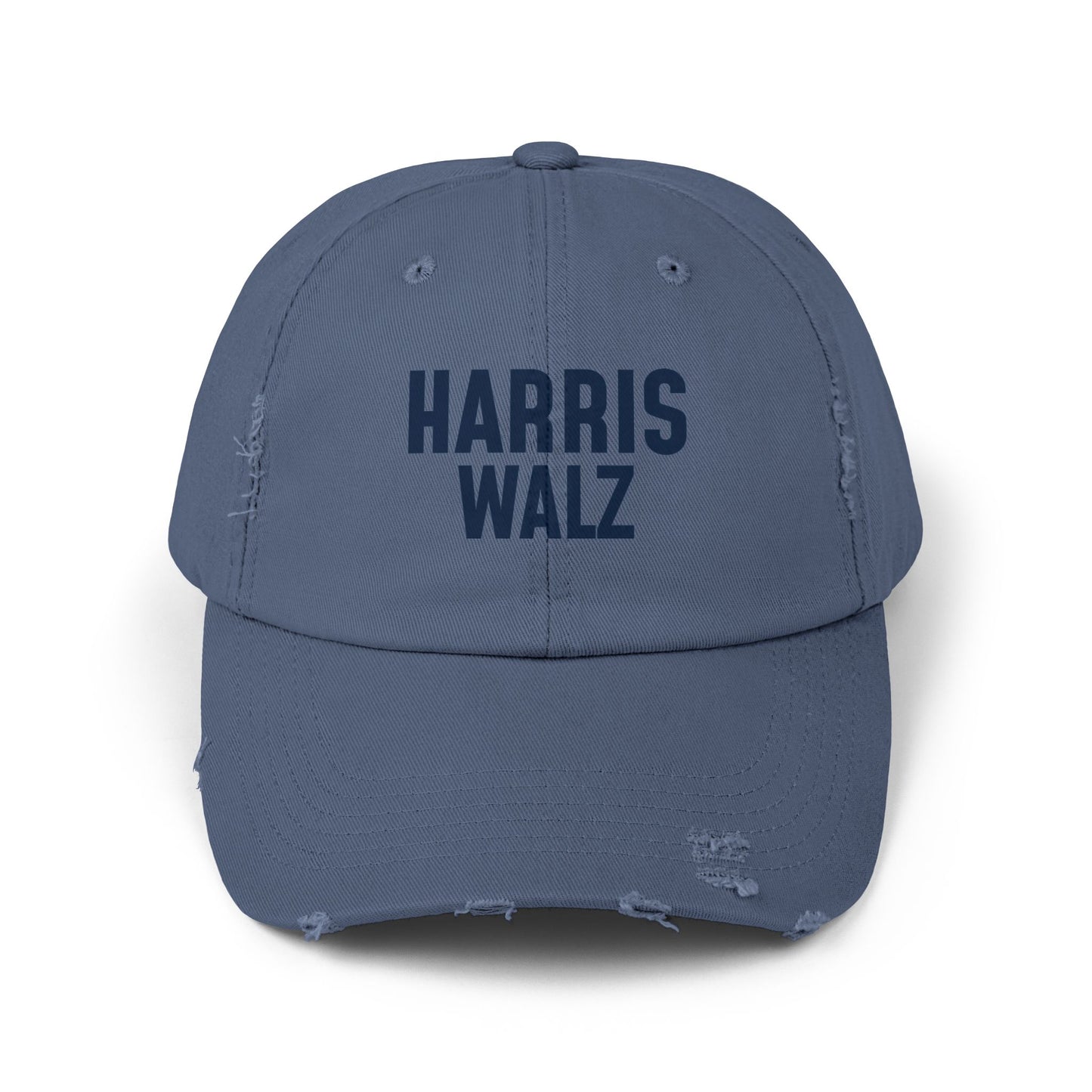 Harris-Walz Distressed Cap (navy text)