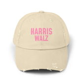 Harris-Walz Distressed Cap (pink text)