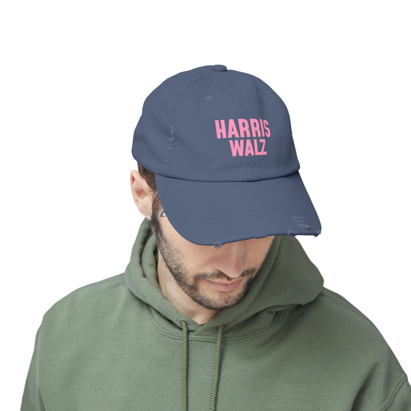 Harris-Walz Distressed Cap (pink text)