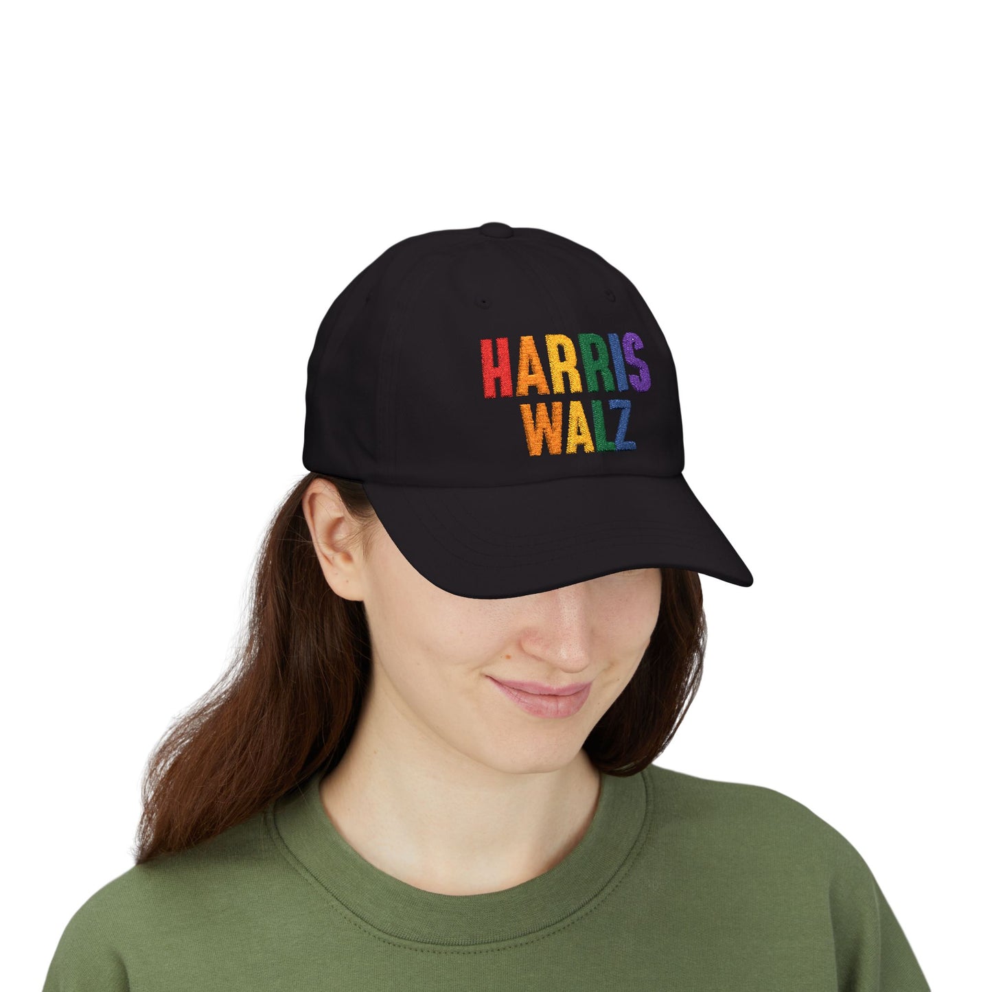 Harris-Walz Embroidered Cap (rainbow text)