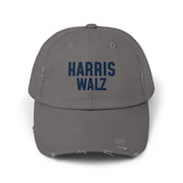 Harris-Walz Distressed Cap (navy text)