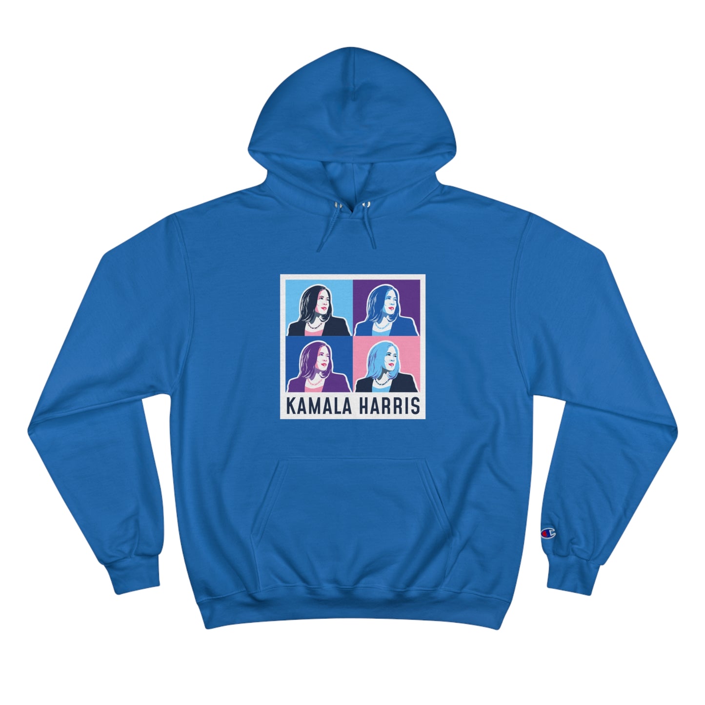 Pop Art Kamala Champion Hoodie (navy text)