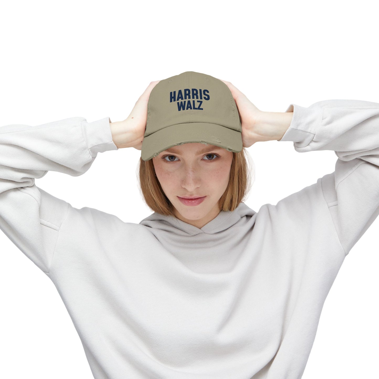 Harris-Walz Distressed Cap (navy text)