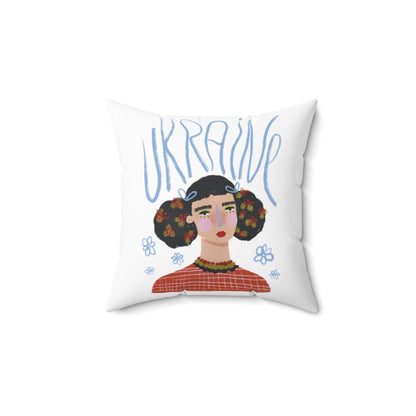 "Ukrainian Girl" Faux Suede Square Pillow Case